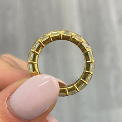 Fancy yellow diamond asscher cut eternity band.asscher cut diamonds. yellow asscher cut diamonds. Diamond eternity ring. Diamond wedding band. Yellow diamond jewelry.