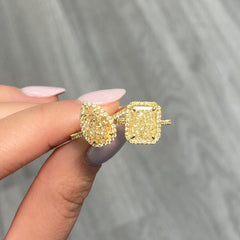 all yellow diamond radiant cut halo engagement ring