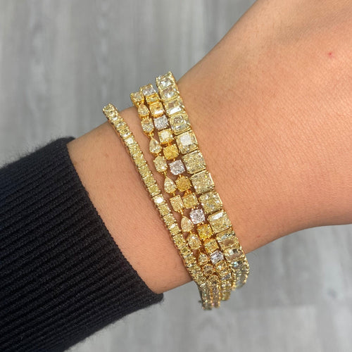 Fancy Yellow Cushion Diamond Tennis Bracelet