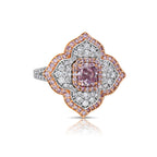 Ethereal Pink radiant diamond ring, natural pink diamond, pink floral diamond ring.