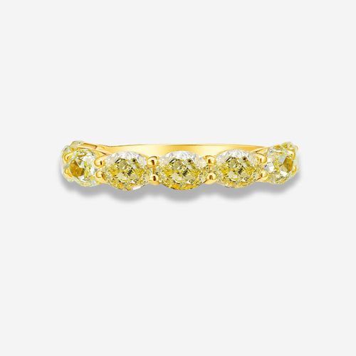 3ct Fancy Yellow Oval Diamond East West Half Eternity Band
