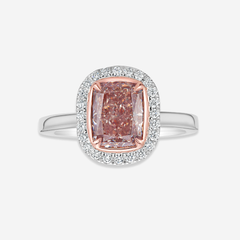 2 Carat Pink Cushion Diamond Halo Engagement Ring
