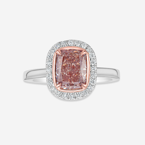 2 Carat Pink Cushion Diamond Halo Engagement Ring