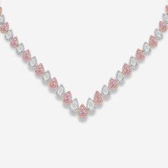 17 Carat Alternating Pink and Colorless Diamond Riviera Necklace