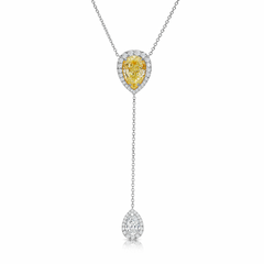 Yellow Pear Diamond Lariat Necklace