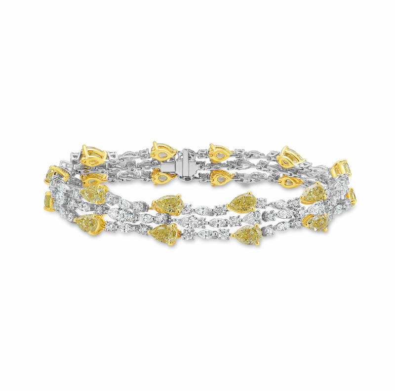 Unique 13ct Yellow and White Diamond Bracelet