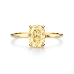 2.73ct Fancy Light Yellow Old Mine Cushion Diamond Ring