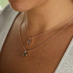 Pink Elongated Pear Shape Diamond in Rose Gold Bezel Pendant