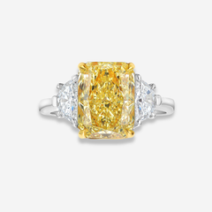 4.04ct Fancy Yellow Elongated Radiant Diamond Engagement Ring