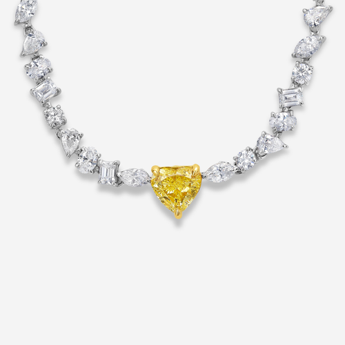 Fancy Yellow Heart and White Diamond Necklace