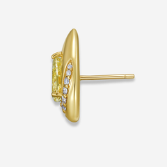 Bezel Swirl Yellow Diamond Studs