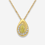 Bezel Swirl Pavé Yellow Pear Diamond Pendant