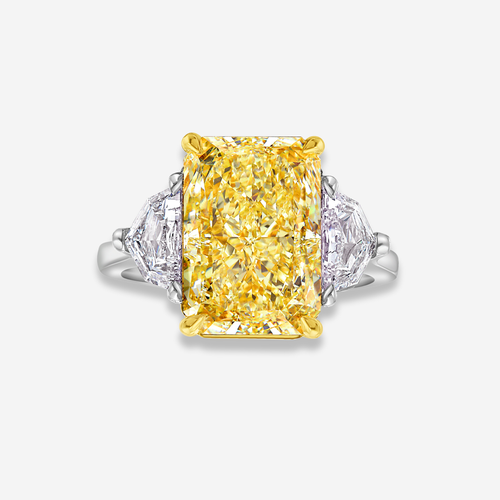 5 Carat Fancy Yellow Elongated Radiant Diamond Engagement Ring