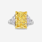5 Carat Fancy Light Yellow Elongated Radiant Diamond Engagement Ring