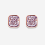 Bezel Set Pink Radiant Diamond Stud Earrings