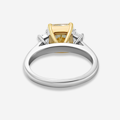 3.23 Carat Fancy Light Yellow Elongated Radiant Diamond Engagement Ring