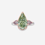 3ct Green Pear Diamond Engagement Ring