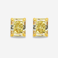 1.85ct Elongated Radiant Yellow Diamond Studs