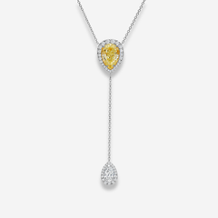 1.5ct Yellow and White Diamond Lariat Necklace