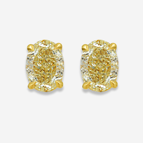1ct Each Light Yellow Oval Diamond Studs