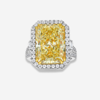 10ct Light Yellow Elongated Radiant Yellow Diamond Halo Statement Ring
