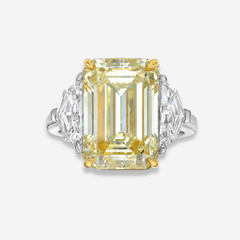 7 Carat Yellow Emerald Diamond Engagement Ring