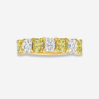 Alternating Fancy Yellow and White Elongated Radiant Diamond Half Eternity Band