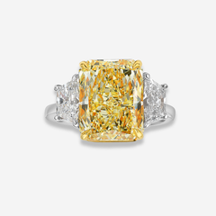 3.3ct Fancy Light Yellow Elongated Radiant Diamond Engagement Ring