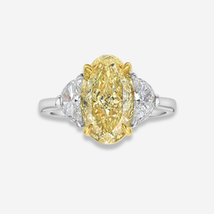 3.02ct Fancy Yellow Oval Diamond Engagement Ring