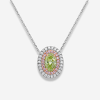 Fancy Yellow-Green Oval Diamond Double Halo Pendant