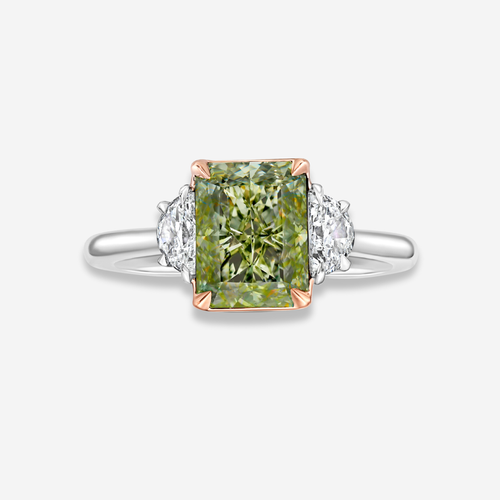 3ct Greenish Yellow Diamond Engagement Ring