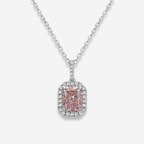 2ct Pink Cushion Diamond Halo Pendant Necklace