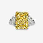 6.72ct Fancy Light Yellow Elongated Radiant Diamond Engagement Ring