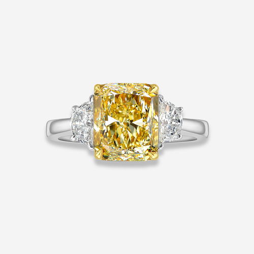 3ct Fancy Yellow Elongated Radiant Diamond Engagement Ring