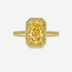 2ct Light Yellow Elongated Radiant Yellow Halo Diamond Engagement Ring