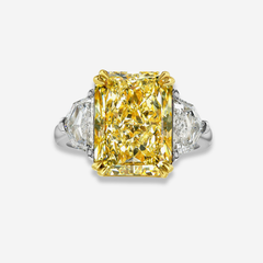 3.5ct Fancy Yellow Elongated Radiant Diamond Engagement Ring