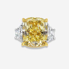 15ct Fancy Yellow Cushion Diamond Engagement Ring