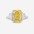 3.5ct Fancy Yellow Elongated Radiant Diamond Engagement Ring