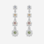 Multicolor Diamond Flower Drop Earrings