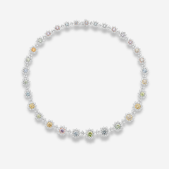 23ct Fancy Multi-Color Diamond Flower Necklace
