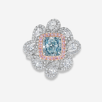 1.67ct Bluish Green Cushion Diamond Statement Ring