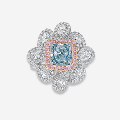 1.67ct Bluish Green Cushion Diamond Statement Ring