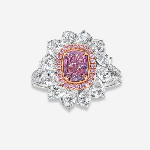 1ct Light Pink Cushion Diamond Statement Ring