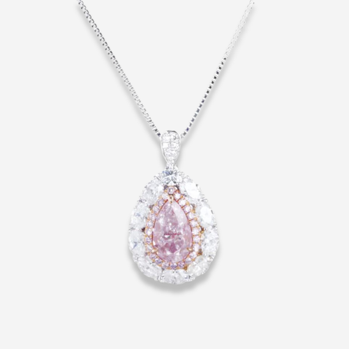 2ct Pink Pear Diamond Statement Ring and Pendant