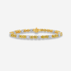 8.6ct Yellow and White Diamond Tennis Bracelet