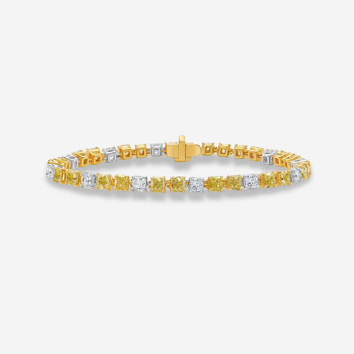 8.6ct Yellow and White Diamond Tennis Bracelet