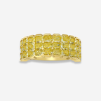 Three Row Yellow Diamond Half Eternity Band