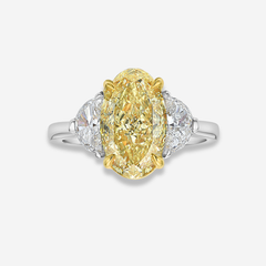 3.5ct Fancy Yellow Oval Diamond Engagement Ring