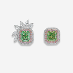 2 Carat Each Green Diamond Stud Earrings