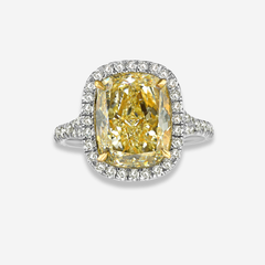 4.7ct Light Yellow Cushion Diamond Halo Engagement Ring